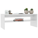 Coffee Table White 100x40x40 cm Engineered Wood - 45-Degree Angle