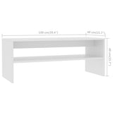 Coffee Table White 100x40x40 cm Engineered Wood - Rear View