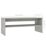 Coffee Table Concrete Grey 100x40x40 cm Engineered Wood - Rear View