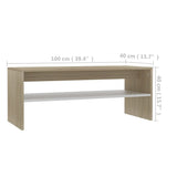 Coffee Table White and Sonoma Oak 100x40x40 cm Engineered Wood - Rear View