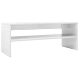 Coffee Table High Gloss White 100x40x40 cm Engineered Wood - Front View