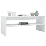 Coffee Table High Gloss White 100x40x40 cm Engineered Wood - 45-Degree Angle