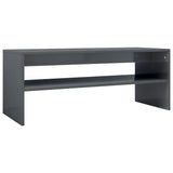 Coffee Table High Gloss Grey 100x40x40 cm Engineered Wood - Front View