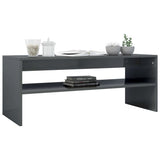 Coffee Table High Gloss Grey 100x40x40 cm Engineered Wood - Side View