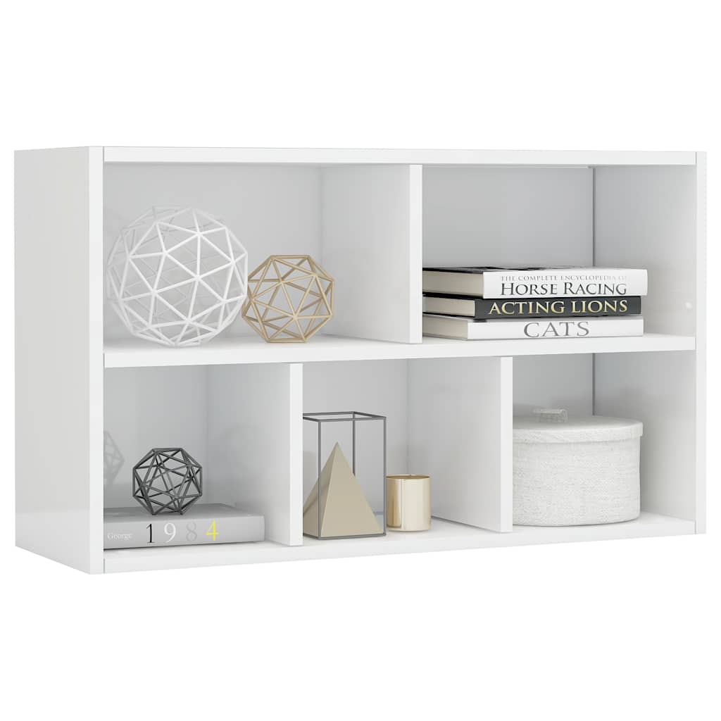 Book Cabinet/Sideboard High Gloss White 50x25x80 cm Engineered Wood