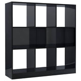 Book Cabinet High Gloss Black 97.5x29.5x100 cm Engineered Wood - Front View