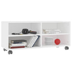 TV Cabinet with Castors White 90x35x35 cm Engineered Wood