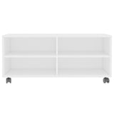 TV Cabinet with Castors White 90x35x35 cm Engineered Wood - Top-Down View