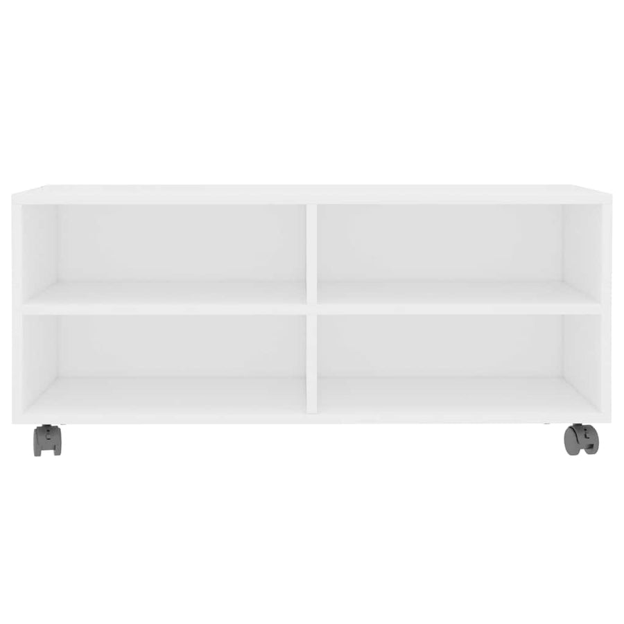 TV Cabinet with Castors White 90x35x35 cm Engineered Wood
