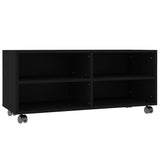 TV Cabinet with Castors Black 90x35x35 cm Engineered Wood - Front View