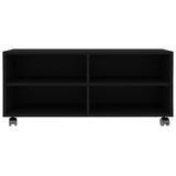 TV Cabinet with Castors Black 90x35x35 cm Engineered Wood - Top-Down View
