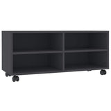 TV Cabinet with Castors Grey 90x35x35 cm Engineered Wood - Front View