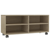 TV Cabinet with Castors Sonoma Oak 90x35x35 cm Engineered Wood - Front View
