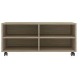 TV Cabinet with Castors Sonoma Oak 90x35x35 cm Engineered Wood - Top-Down View