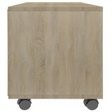 TV Cabinet with Castors Sonoma Oak 90x35x35 cm Engineered Wood - 45-Degree Angle