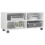 TV Cabinet with Castors High Gloss White 90x35x35 cm Engineered Wood