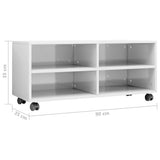 TV Cabinet with Castors High Gloss White 90x35x35 cm Engineered Wood - Rear View