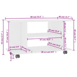 TV Cabinet with Castors White 80x40x45 cm Engineered Wood - Rear View