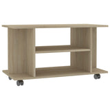 TV Cabinet with Castors Sonoma Oak 80x40x45 cm Engineered Wood - Front View