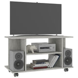 TV Cabinet with Castors Concrete Grey 80x40x45 cm Engineered Wood - Side View