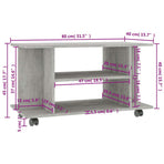 TV Cabinet with Castors Concrete Grey 80x40x45 cm