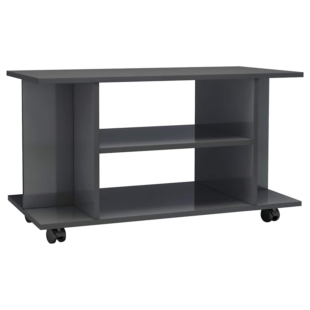 TV Cabinet with Castors High Gloss Grey 80x40x45 cm Engineered Wood