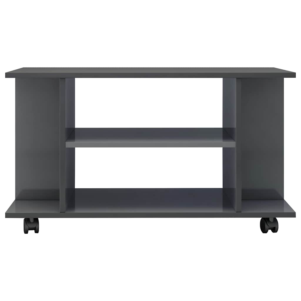 TV Cabinet with Castors High Gloss Grey 80x40x45 cm Engineered Wood