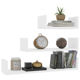 Wall Display Shelf 3 pcs White Engineered Wood - Side View