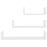 Wall Display Shelf 3 pcs White Engineered Wood - Top-Down View
