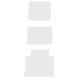 Wall Display Shelf 3 pcs White Engineered Wood - 45-Degree Angle