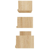 Wall Display Shelf 3 pcs Sonoma Oak Engineered Wood - 45-Degree Angle