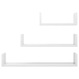 Wall Display Shelf 3 pcs High Gloss White Engineered Wood - Top-Down View