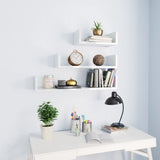 Wall Display Shelf 3 pcs High Gloss White Engineered Wood
