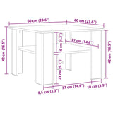 Coffee Table White 60x60x42 cm Engineered Wood - 45-Degree Angle
