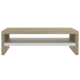 Monitor Stand White and Sonoma Oak 42x24x13 cm Engineered Wood