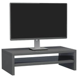 Monitor Stand High Gloss Grey 42x24x13 cm Engineered Wood - Side View