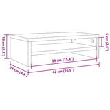 Monitor Stand High Gloss Grey 42x24x13 cm Engineered Wood - Rear View
