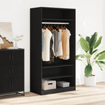 Wardrobe Black 100x50x200 cm Engineered Wood