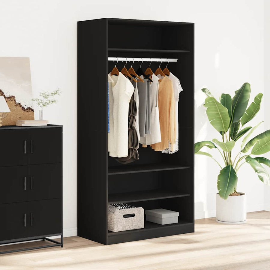 Wardrobe Black 100x50x200 cm Engineered Wood