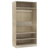 Wardrobe Sonoma Oak 100x50x200 cm Engineered Wood - Front View