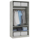 Wardrobe Concrete Grey 100x50x200 cm Engineered Wood - Top-Down View
