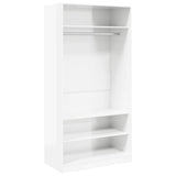 Wardrobe High Gloss White 100x50x200 cm Engineered Wood - Front View
