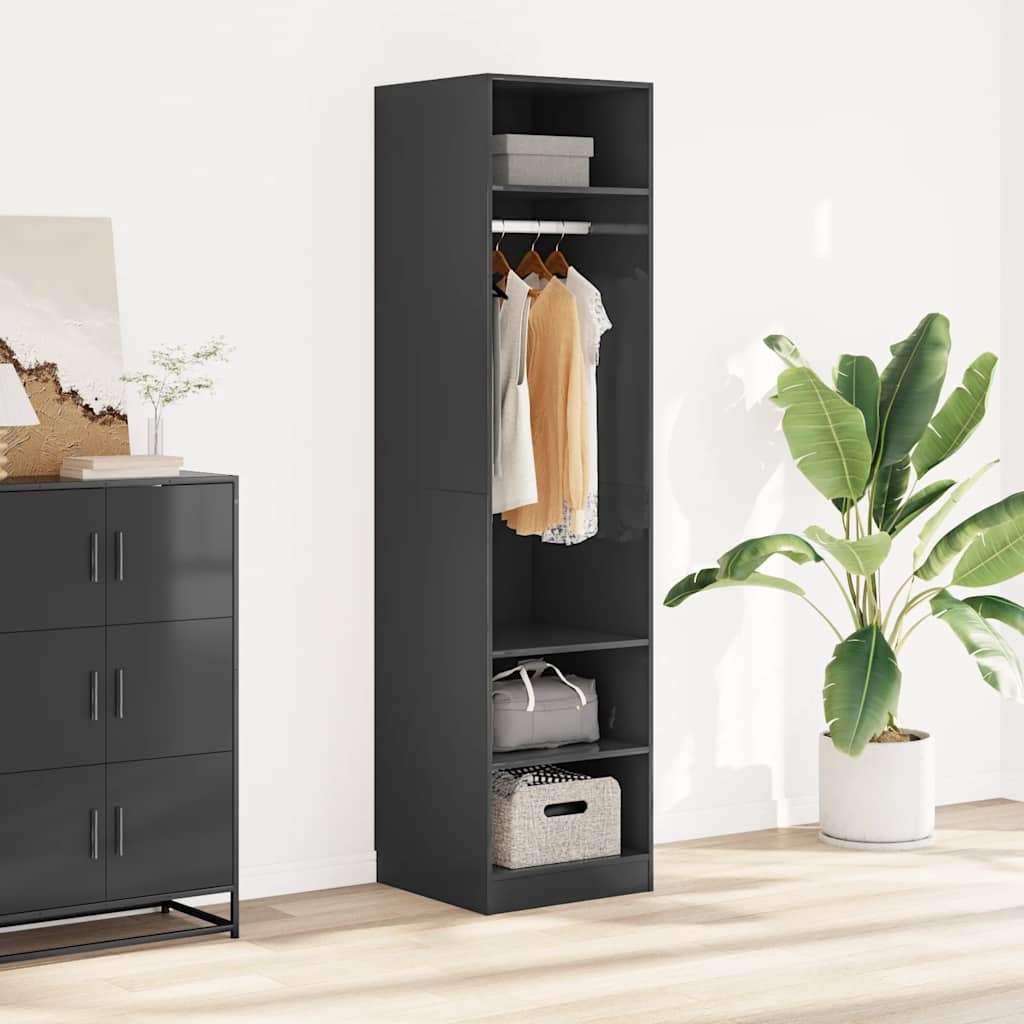 Wardrobe High Gloss Grey 50x50x200 cm Engineered Wood