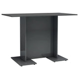 Dining Table High Gloss Grey 110x60x75 cm Engineered Wood - Front View