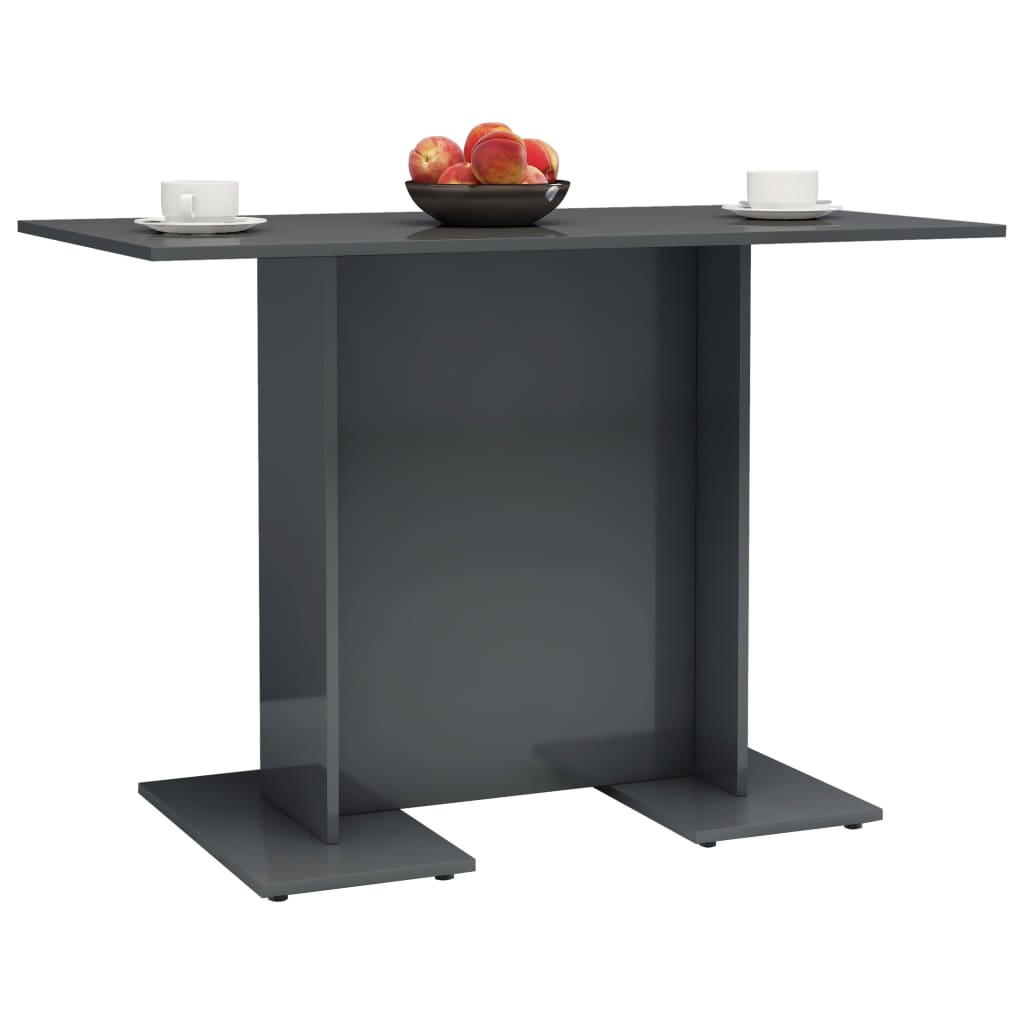 Dining Table High Gloss Grey 110x60x75 cm Engineered Wood