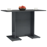 Dining Table High Gloss Grey 110x60x75 cm Engineered Wood - 45-Degree Angle