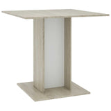 Dining Table White and Sonoma Oak 80x80x75 cm Engineered Wood - Front View