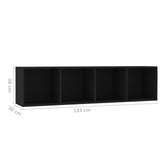 Book Cabinet/TV Cabinet Black 143x30x36 cm - Low Angle