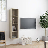Book Cabinet/TV Cabinet Sonoma Oak 143x30x36 cm - Side View