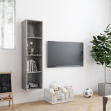 Book Cabinet/TV Cabinet Concrete Grey 143x30x36 cm - Side View